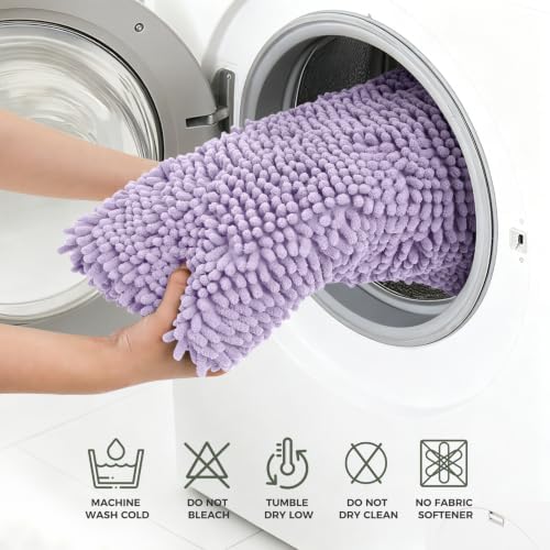 Bcoimo 48x30 Chenille Bath Mat – Non-Slip with Backing Bath Rug Ultra-Absorbent and Machine Washable Bathroom Mat Quick-Dry Design. Ideal for Bathroom Shower and Tub Areas