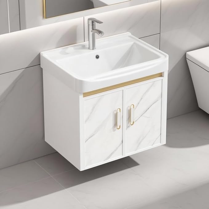 20-inch Off-White Wall-Mounted Compact Bathroom Mini Vanity Unit 20-inch Basin with Sink Designed for Compact Bathrooms Floating Vanity Unit