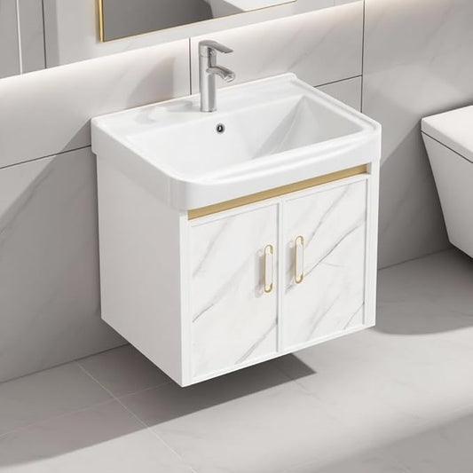 20-inch Off-White Wall-Mounted Compact Bathroom Mini Vanity Unit 20-inch Basin with Sink Designed for Compact Bathrooms Floating Vanity Unit