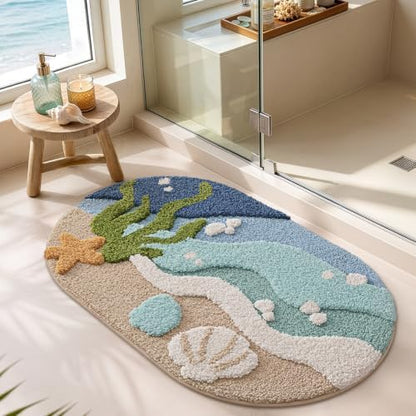 LUMI Beach Bathroom Rug Soft Microfiber Absorbent Bath Mat 22x34