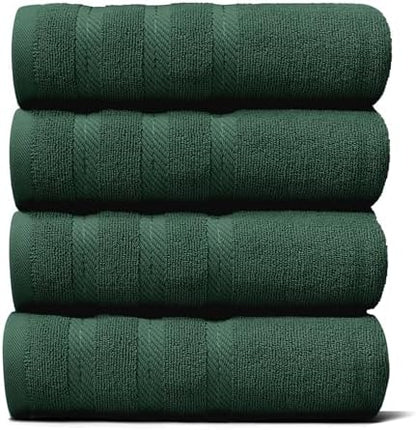 Hearth & Harbor Luxury Hand Towels - 100% Ring Spun Cotton Hand Towels for Bathroom, Shower, Spa, Soft & Absorbent Towels, 4 Piece Set, Hunter Green