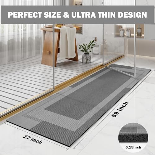YDKGL Non Slip Bath Mat Long Ultra Thin Bathroom Rugs Runner Fit Under Door