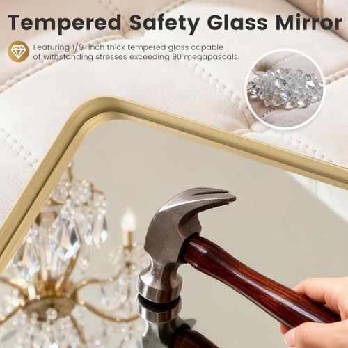 20"X40" Gold Bathroom Mirrors for Over Sink,Aluminum Frame