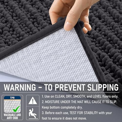 OLANLY Bathroom Runner Rugs 47x20, Thick Soft Absorbent Chenille Bath Rugs