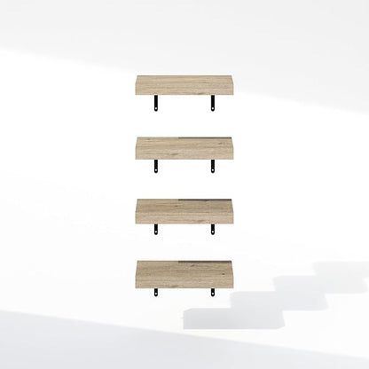 Furinno Tanna Floating Shelves for Wall Set of 4, 15-Inch Bathroom Wall Shelf, Wall Mounted Shelf, for Bathroom Organizers and Storage, Living Room, Natural