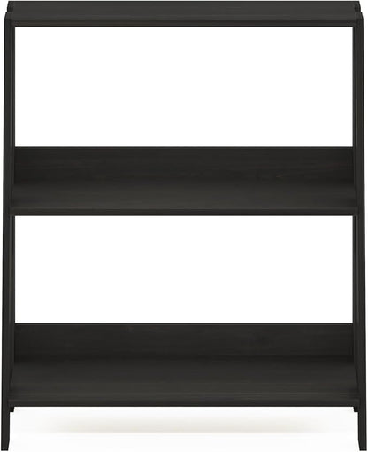 Furinno Ladder Book Shelf, 3-Tier Ladder Shelf, Open Design Bookshelf, Display Storage Bookcase, 9.3" x 23.6" x 27", Living Room, Home Office, Espresso