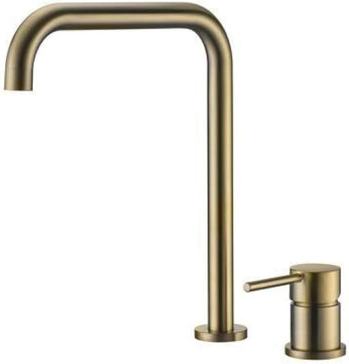 Faucet Super Long Pipe Two Holes Rose Bathroom Faucet Sink 360 Rotating Widespread Black Basin Tap (Brushed Gold) Faucet