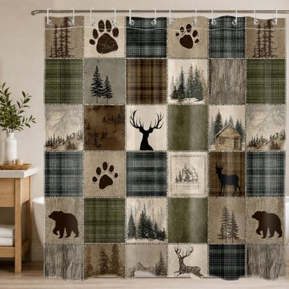 Rustic Cabin Shower Curtain, 72W X 78L inches