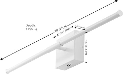 JONATHAN Y 28" White Modern Dimmable Integrated LED Wall Sconce, Metal Vanity Light for Bathroom Mirror Bedroom Hallway, Sleek Hardwired Wall Lamp Fixture, 3000K (JYL7022G)