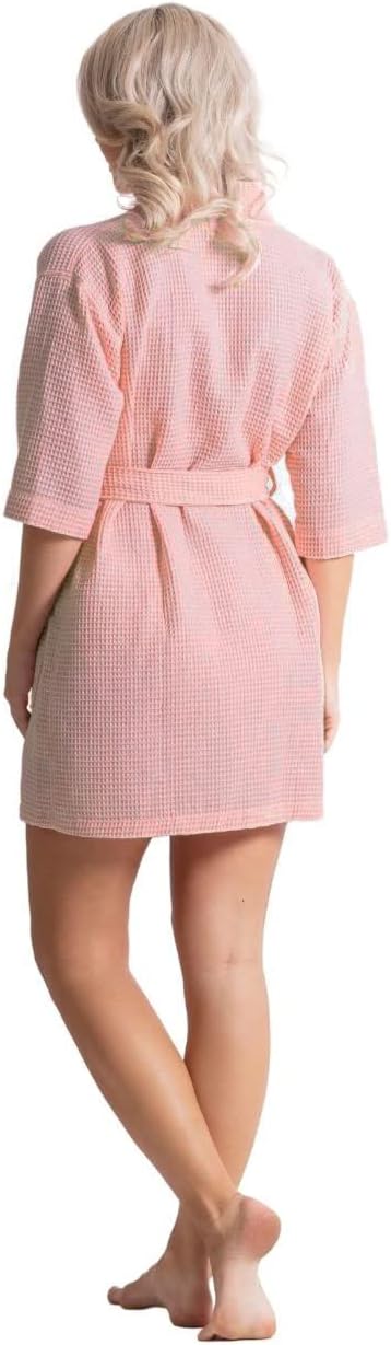 Lightweight Waffle Knit Bath, Spa & Bridesmaids Kimono Short Robes for Women - Quick Dry & Soft