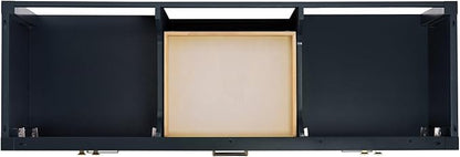 Beckford 66-Inch Midnight Blue Double Bathroom Vanity with Sink, Carrara White Quartz Countertop & Splash, Rectangular Sinks, 4 Soft Closing Doors, 6 Full Extension Dovetail Drawers, Satin Brass