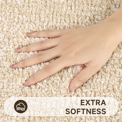 Pauwer Bathroom Rugs Sets 2 Piece, Non Slip Washable Bath Mat, Beige