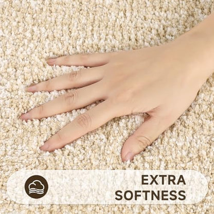 Pauwer Bathroom Rugs Sets 2 Piece, Non Slip Washable Bath Mat, Beige