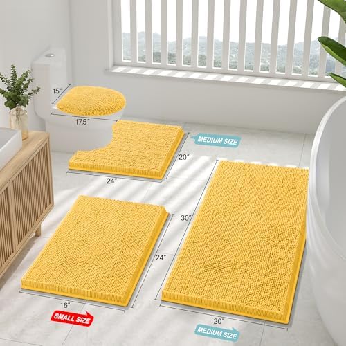 Smiry Bathroom Rugs 47X20, Luxury Chenille Extra Soft Absorbent Bath Mat