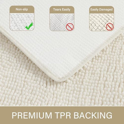 LOCHAS Luxury Bathroom Rug Shaggy Bath Mat 24 x 70 Inch, Cream White