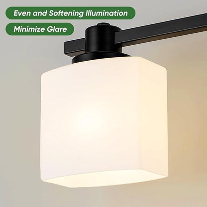 24 Inch Black Bathroom Light Fixtures over Mirror 3 Light Matte Black Vanity Light Milk Glass Makeup Shower Lamp Small Farmhouse Wall Sconce Modern Desk Vintage Rustic Bath above Sink Lighting