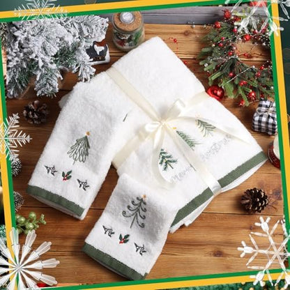 Peryiter 3 Pack Xmas Tree Decorative Bath Towel Set