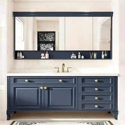 48-92IN Single/Double Sink Bathroom Vanity, Defogging Smart Mirror, Modern American Free Standing Vanity with Bathroom Cabinet