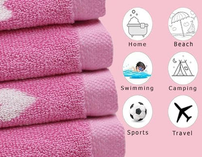 ORIGINAL KIDS Wash Cloth - 100% Cotton Set of 12 Washcloths - Pink White