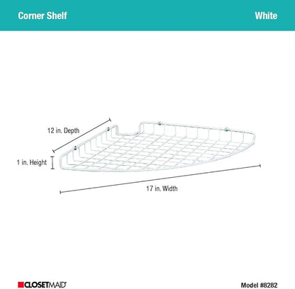 ClosetMaid Corner Shelf Organizer, Wall Mount Hanging Corner Shelves, Durable Steel, White, 8282