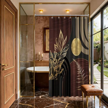 Dark Brown and Gold Stall Shower Curtain, 36X72 in Narrow Small