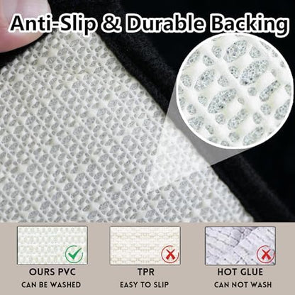 Bathroom Rugs Chenille, Extra Thick and Absorbent, Non-Slip, Machine Washable, Dry Quckily, Soft Cozy Plush, Used Under Shower Bathtub and Sink, Bath mat Sets Black