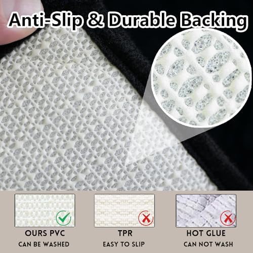 Bathroom Rugs Sets 2 Piece Chenille Bathroom Rugs,Extra Thick and Absorbent,Strong PVC Non-Slip Underside, Machine Washable, Dry Quckily, Soft Cozy Plush for Toilet,Bedroom (Black)