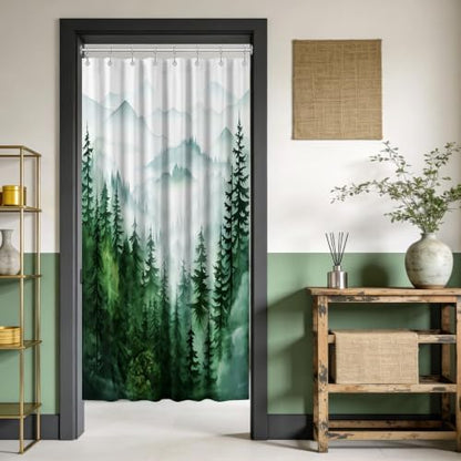 Dark Green and White Stall Shower Curtain, 47X64 in Narrow Small, Forest