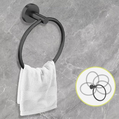 Cilee 10 Piece Matte Black Bathroom Accessories Set, 24 inch Towel Bar Set | Black Towel Bar Ring + Toilet Paper Holder + Robe Towel Hook, Stainless Steel Bathroon Hardware Set