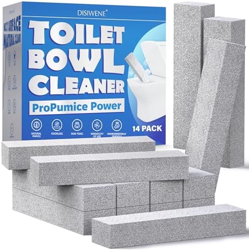 DISIWENE Pumice Cleaning Stone with Handle Toilet Bowl Cleaner Hard Water Ring Remover for Bath/Pool/Kitchen/Household Cleaning (14, 14 Pack (No Handle))