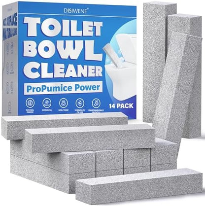 DISIWENE Pumice Cleaning Stone with Handle Toilet Bowl Cleaner Hard Water Ring Remover for Bath/Pool/Kitchen/Household Cleaning (14, 14 Pack (No Handle))