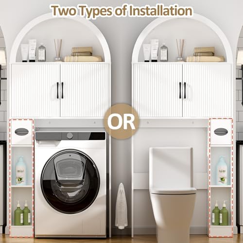 Spurgehom Over Toilet Storage Cabinet, Bathroom Arch Organizer, White