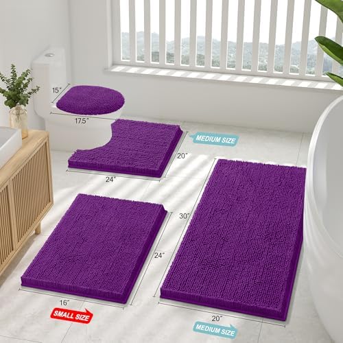 Smiry Toilet Rugs U-Shaped 24x20, Extra Soft Absorbent Contoured Bath Mat