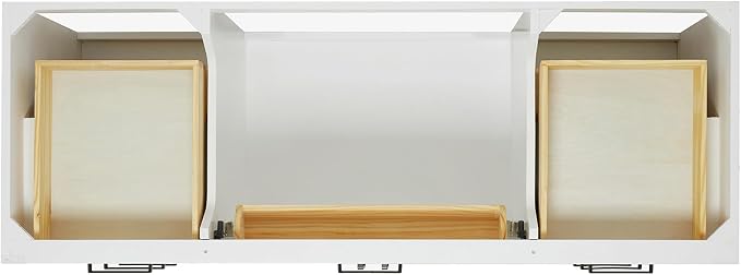 ARIEL Hepburn 60-inch Bathroom Vanity with Sink,Solid Wood, 1.5-inch Carbon Black Quartz Countertop, Single Rectangular Porcelain Sink, Soft Closing Doors, Dovetail Drawers, White