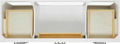 ARIEL Hepburn 60-inch Bathroom Vanity with Sink,Solid Wood, 1.5-inch Carbon Black Quartz Countertop, Single Rectangular Porcelain Sink, Soft Closing Doors, Dovetail Drawers, White