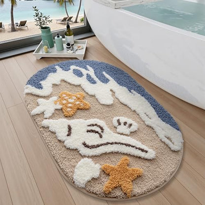 LUMI Beach Bathroom Rug Soft Microfiber Absorbent Bath Mat 22x34