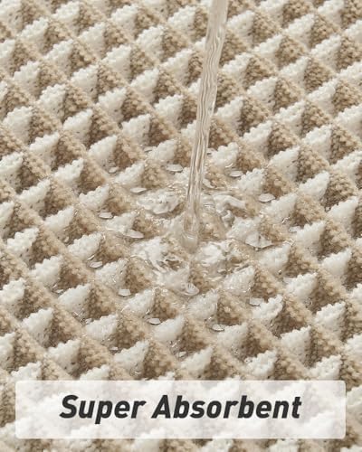 Upgraded Waffle Bath Mat Set of 2 Absorbent Bathroom Mat 18"x30" + 24"x48"