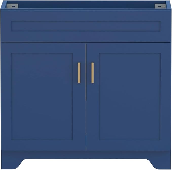 36 Inch Bathroom Vanity, Wooden Double Door Bathroom Storage Cabinet, Freestanding Modern Sink Cabinet Vanity Without Sink (Blue No Sink, 36")