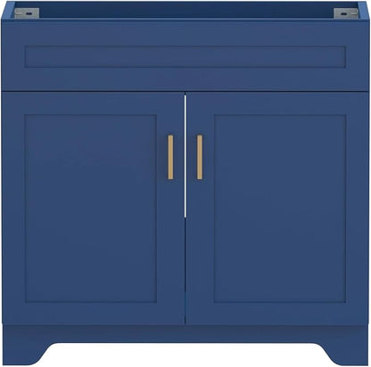 36 Inch Bathroom Vanity, Wooden Double Door Bathroom Storage Cabinet, Freestanding Modern Sink Cabinet Vanity Without Sink (Blue No Sink, 36")