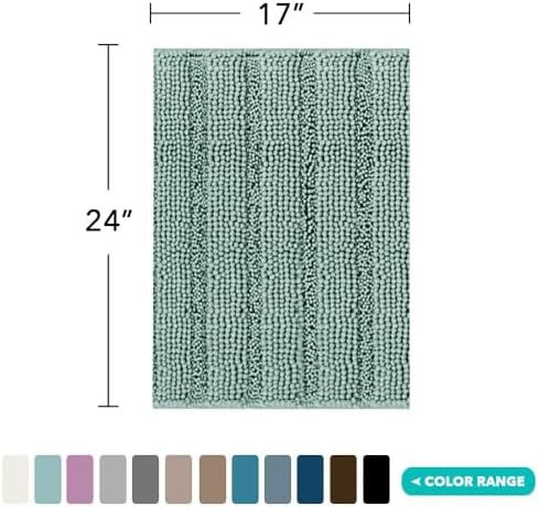 Turquoize Small Bathroom Rug 17x24, Chenille Bath Rug, Duckeggshell Blue