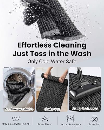 Waffle Bath Mat Set, Non Slip Bathroom Rugs 2 Piece, Gray & Dark Gray
