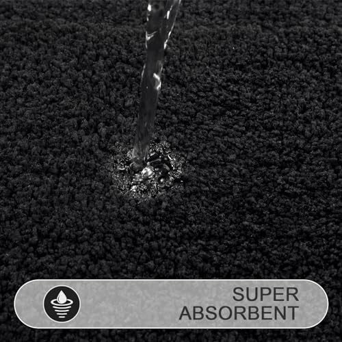 SHACOS Soft Microfiber Bathroom Rugs Set of 2 Pieces, Black
