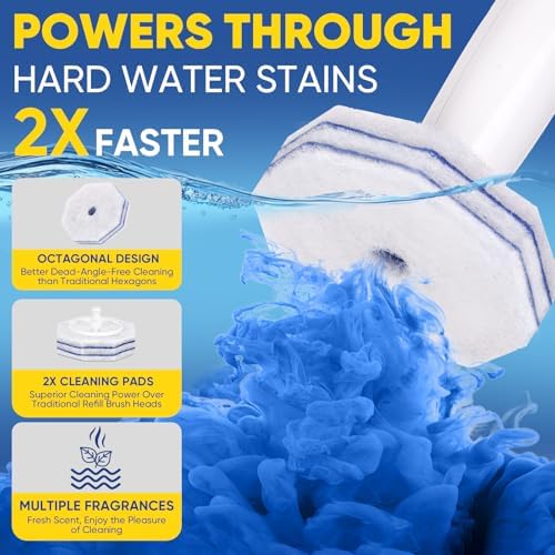 30Ct Aromative Toilet Brush Refills, Double-Layer Cleaning Pads Added, Compatible with Most Toilet Brushes，6 Scents（Patented）