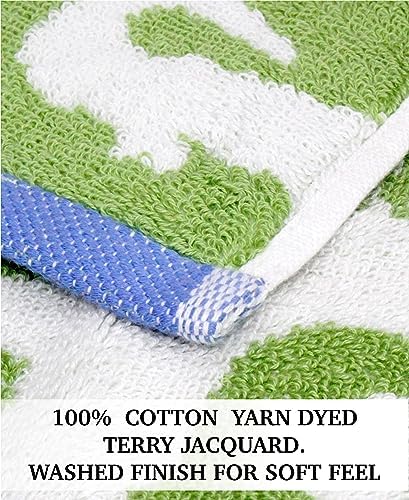 ORIGINAL KIDS Wash Cloth - 100% Cotton Set of 12 Washcloths - Green Blue