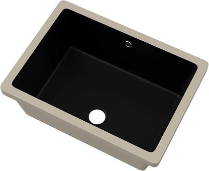 Sarlai Undermount Bathroom Sink - 20 x 14 inch Black Vessel Sink Undermount Sink Rectangular Modern Ceramic Rectangle Vanity Art Basin with Overflow, Interior Dimension 17-1/8 x 11-4/5x 4-1/2 Inch