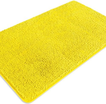 Yellow Bathroom Rug – Absorbent and Washable Bath Mat, Non-Slip, Thick Soft Chenille Bath Rugs for Bathroom Floor, Shower, Sink - 26" x 44"