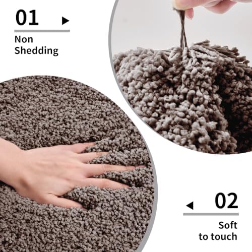 Disolla Taupe Grey Bathroom Rug 17x24 - Non-Slip Plush Small Bath Mat, Highly Absorbent & Ultra Soft Fluffy Floor Mat, Machine Washable for Shower and Tub