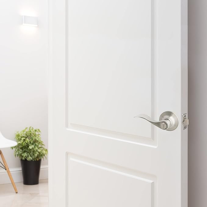 Design House Springdale Privacy Door Lever for Bedrooms and Bathrooms, Fits Standard Doors, Satin Nickel, 700492