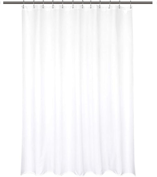Barossa Design Waterproof Fabric Short Shower Curtain Liner Microfiber 72" W x 66" H - Hotel Quality, Machine Washable, White Shower Liner for Bath Tub, 72x66