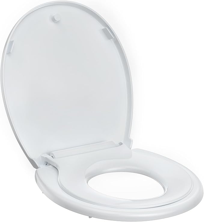 Toddler Toilet Seat,Round Toilet Seat Cover with Quick-Release Design, Child and Adult Friendly, Fits 17-Inch Toilets, Smooth Finish, Easy Cleaning,White